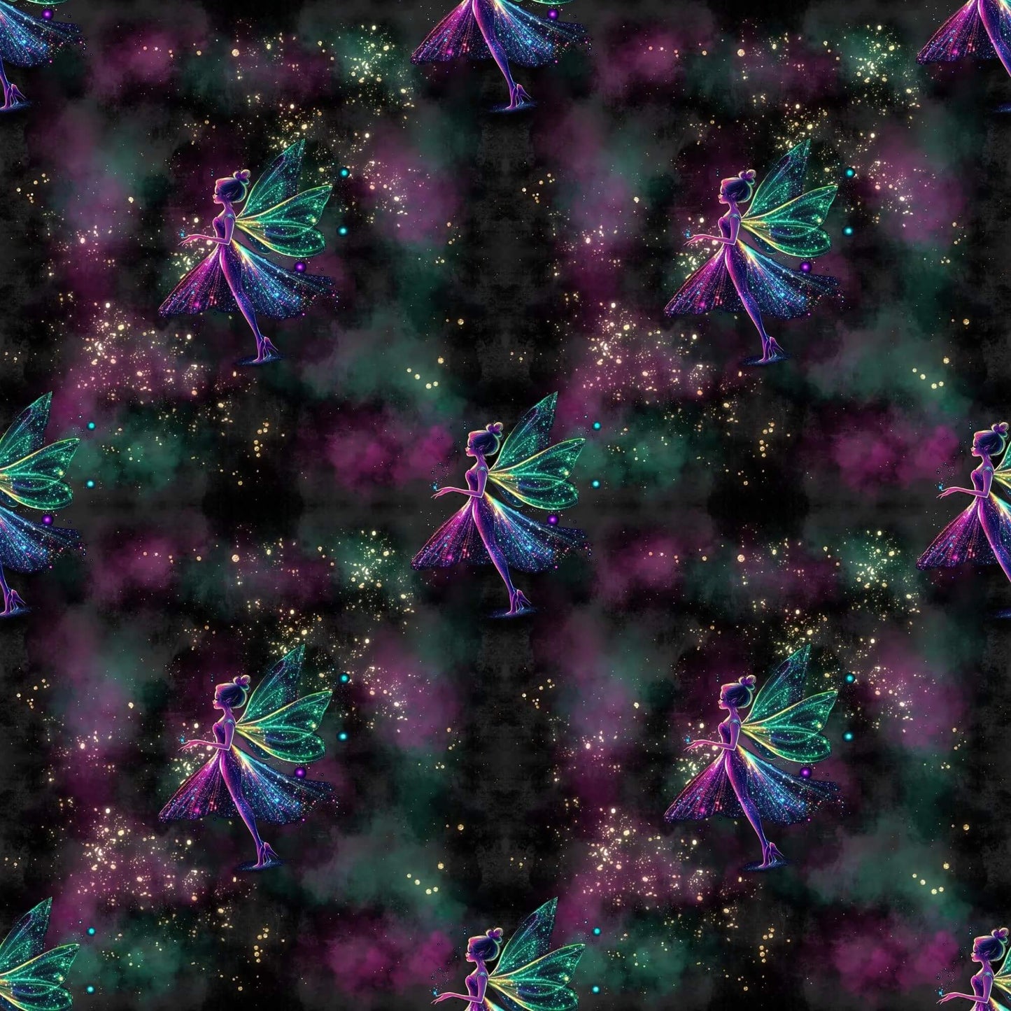 Märchenstoff Feen Nacht Galaxie buntes Muster Stoff
