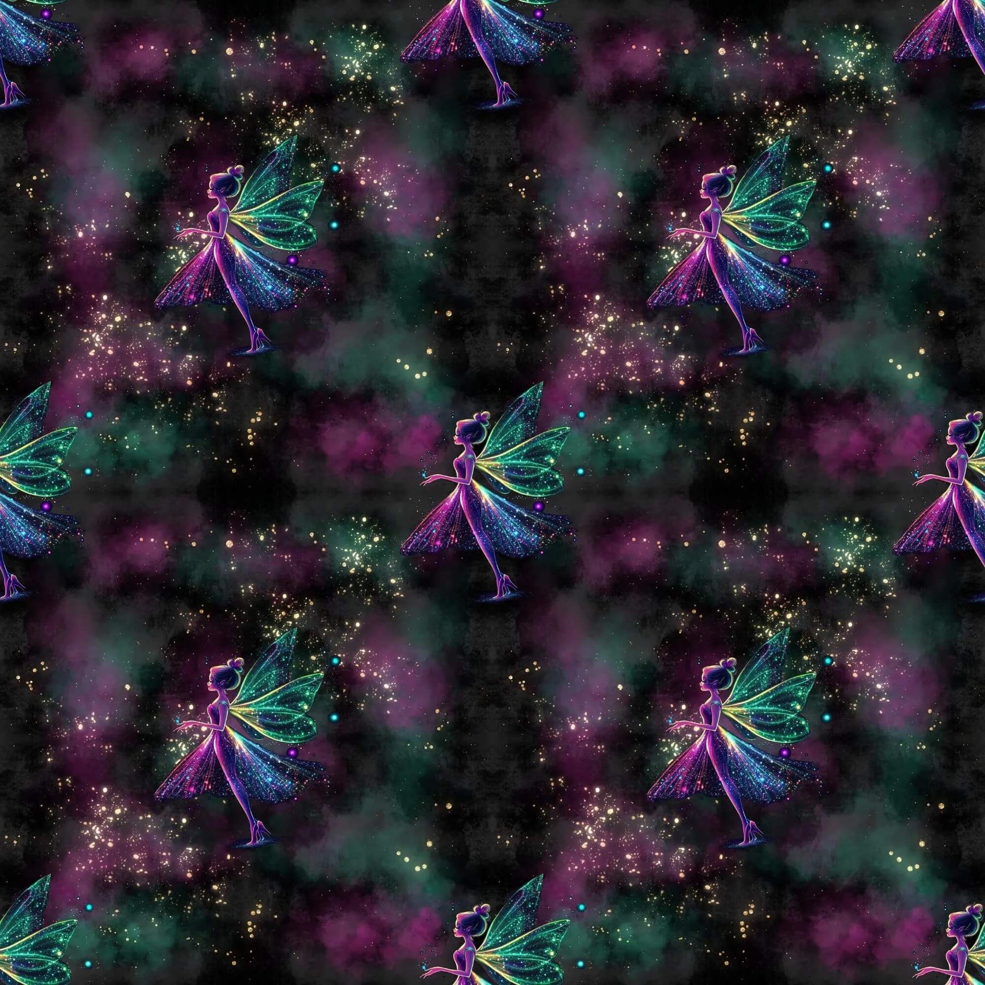 Märchenstoff Feen Nacht Galaxie buntes Muster Stoff
