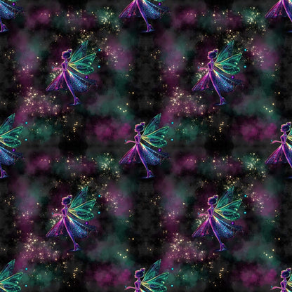 Märchenstoff Feen Nacht Galaxie buntes Muster Stoff
