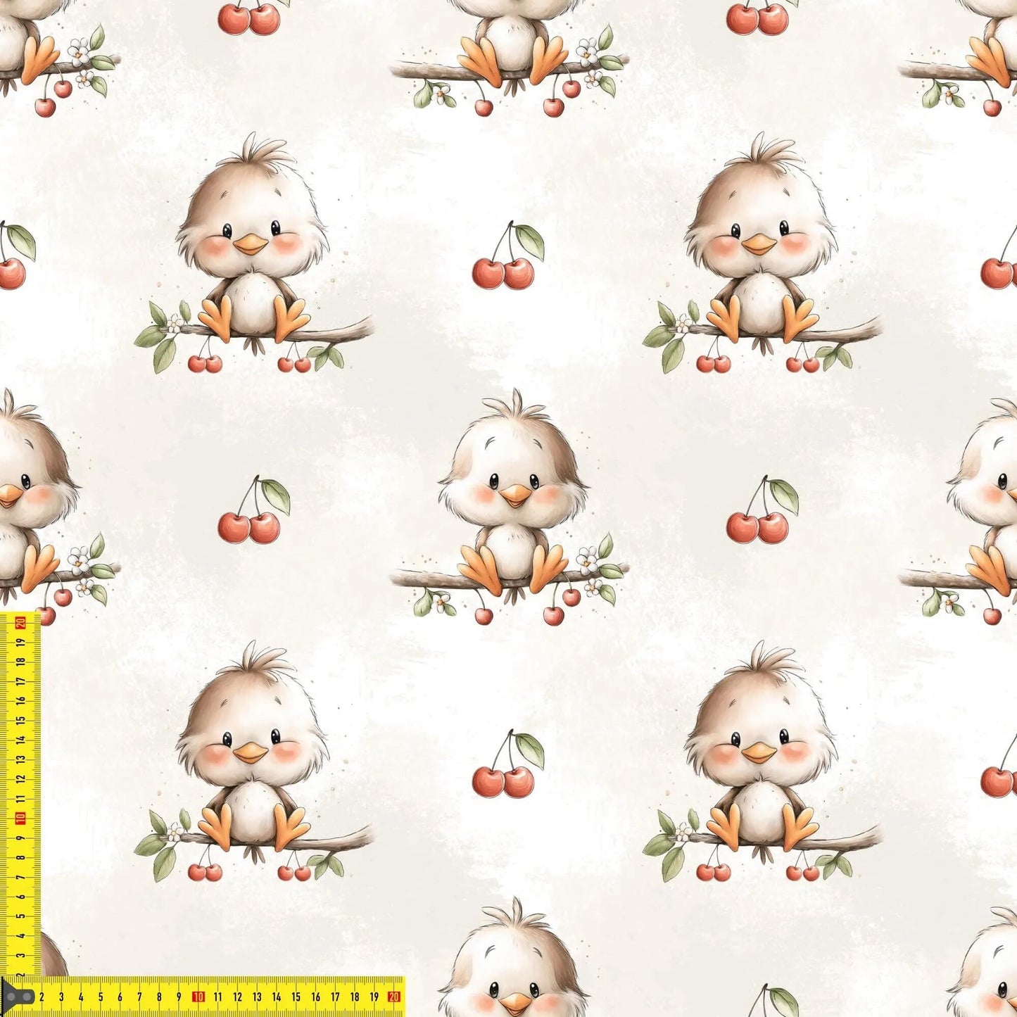Jersey Stoff Vogel Baby Kinder Kirschen Muster
