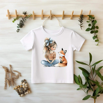 Hochwertige DTF Transferfolie Fuchsmädchen für Kinderkleidung
