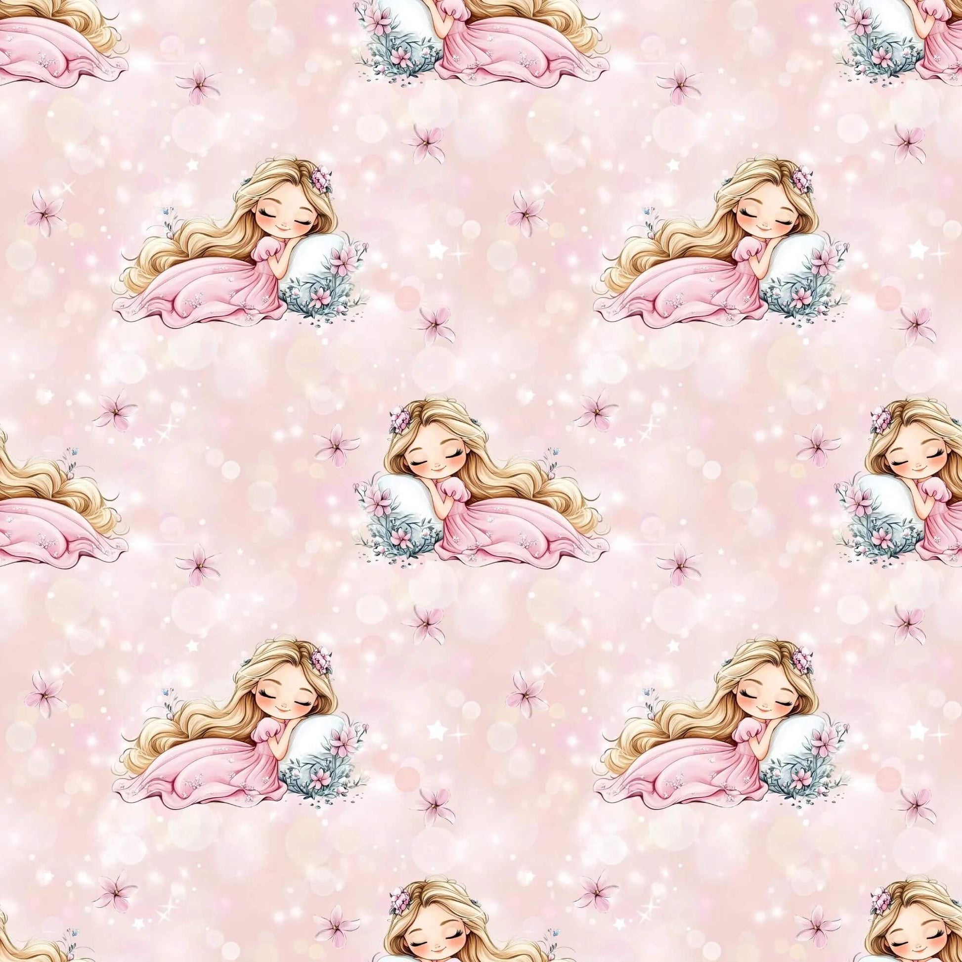 Rib Jersey Kinderstoff Sleeping Beauty Lagerware Stoff Meterware für Mädchenkleidung und Babykleidung
