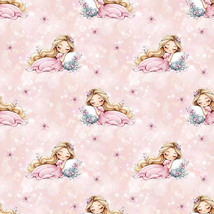 Rib Jersey Kinderstoff Sleeping Beauty Lagerware Stoff Meterware für Mädchenkleidung und Babykleidung
