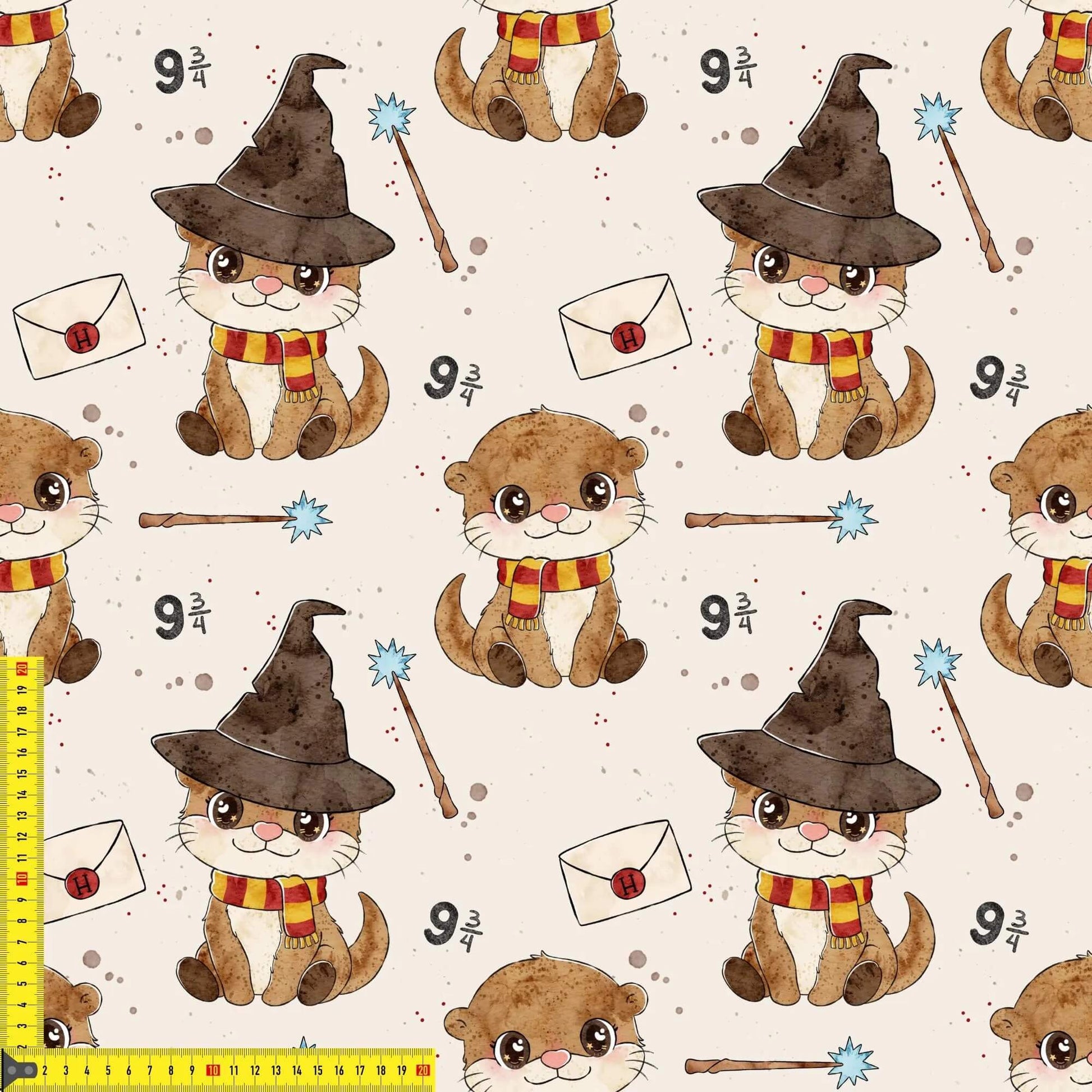 Zauberotter mit Hut Kinderstoff auf Jersey – magisches Otter‑Motiv OEKO‑TEX 100
