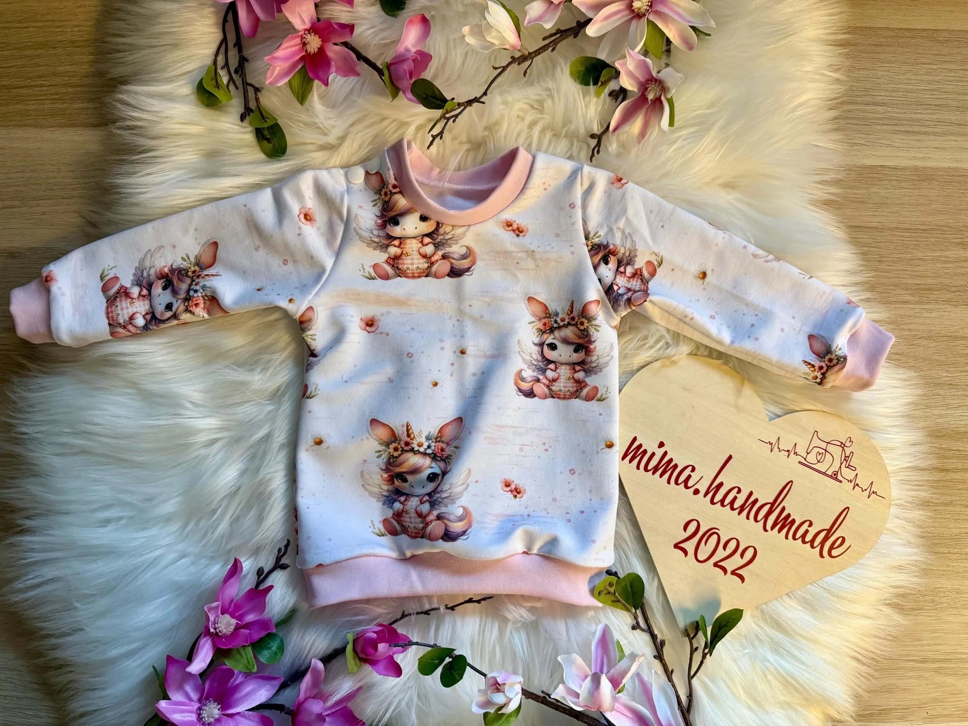 Baby Pullover Größe 62 in Weiß mit Einhornmotiv
