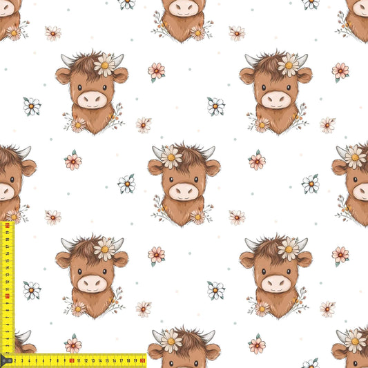 Jersey Stoff Meterware Highland Rind Kinderstoffe Babystoffe