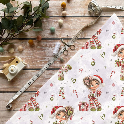Stoff Meterware Weihnachtsmädchen Lebkuchenhaus Kinderstoffe