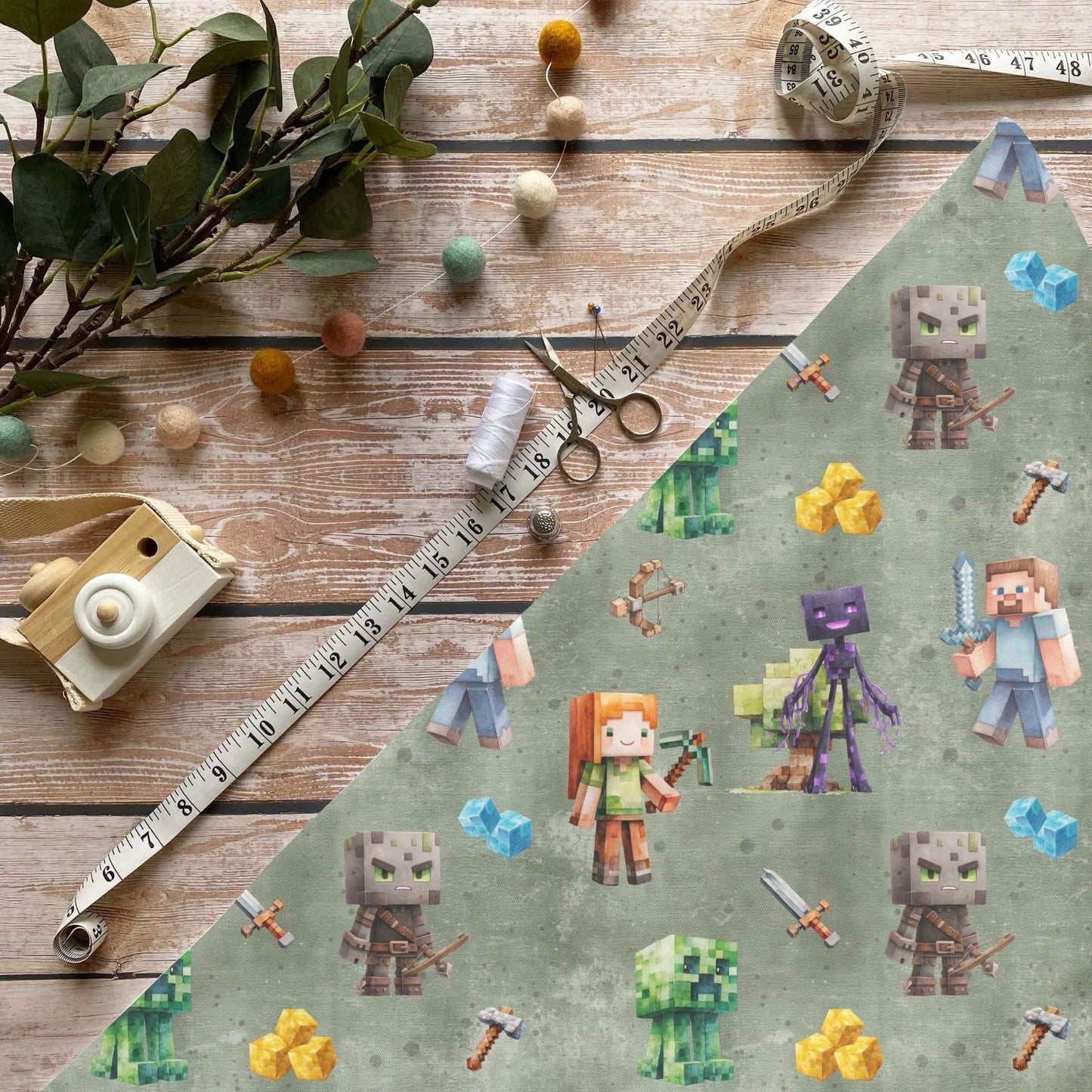 OEKO-TEX 100 zertifizierter Baumwollstoff mit Spielwelt-Motiv