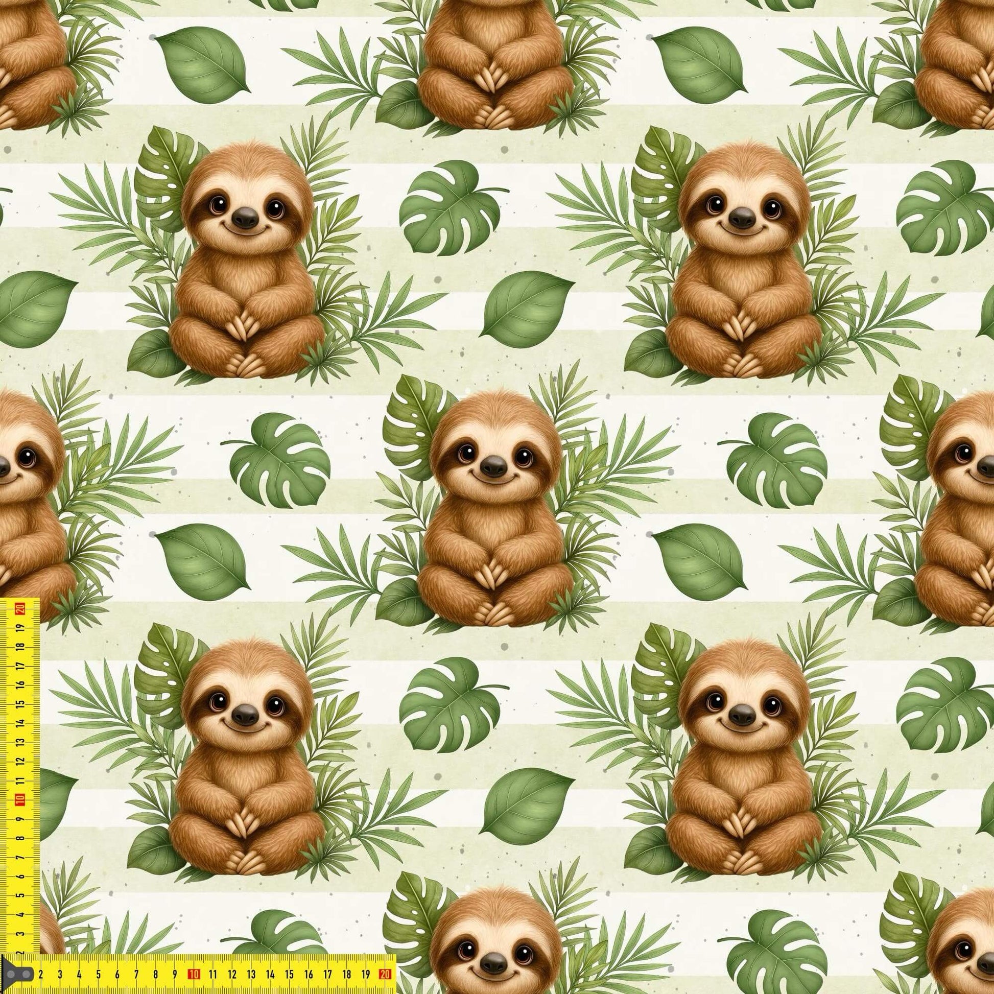 Kinderstoff mit Faultiermotiv als 0,5m Sofortkauf Lagerware