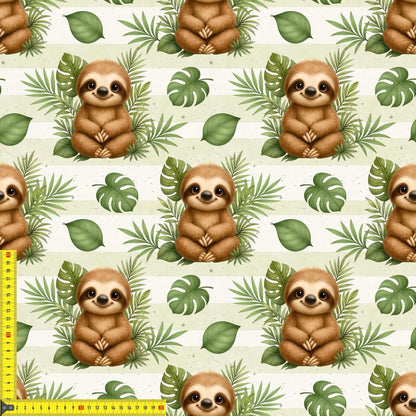 Kinderstoff mit Faultiermotiv als 0,5m Sofortkauf Lagerware