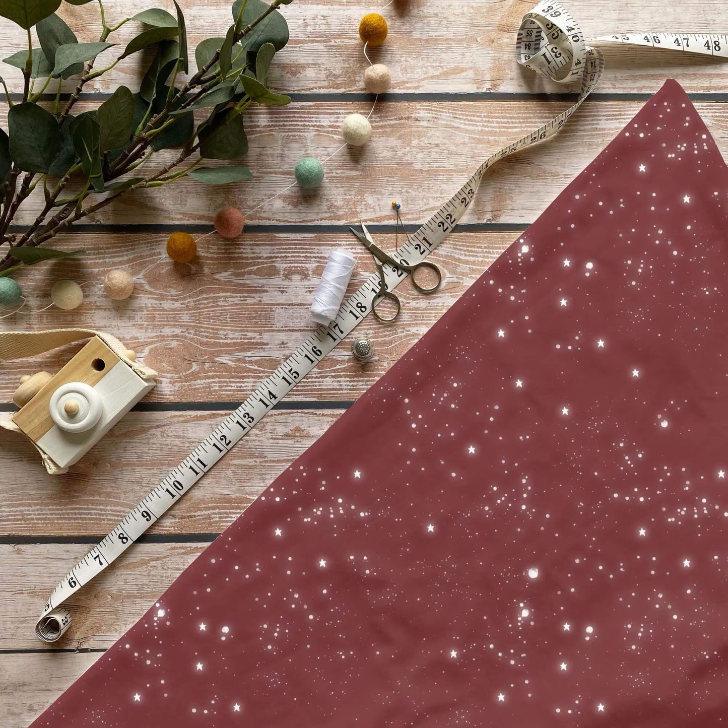 Kombi Weihnachtsmuffel rot French Terry Stoff mit Sternenmuster