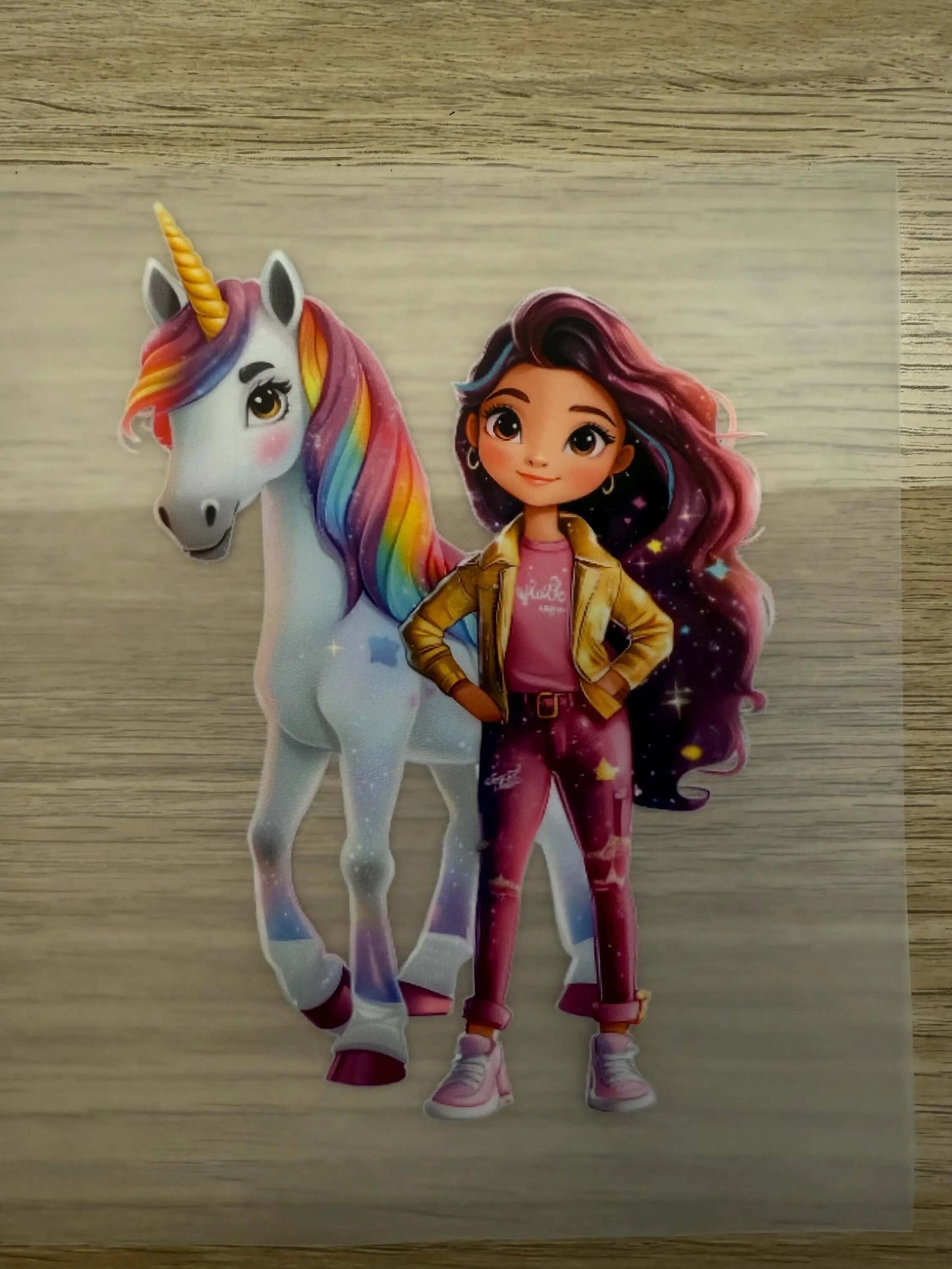 DIY Bügelsticker Einhornreiterin Bunt für Shirts, Beutel & Kinderkleidung
