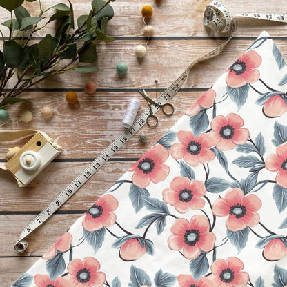 „Mohnblume Stoff Meterware – ideal für Kinderkleidung & Blumenmotive“