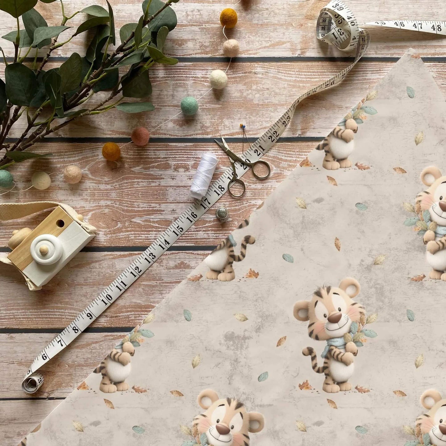 OEKO-TEX 100 zertifizierter Rib Jersey mit herbstlichem Motiv