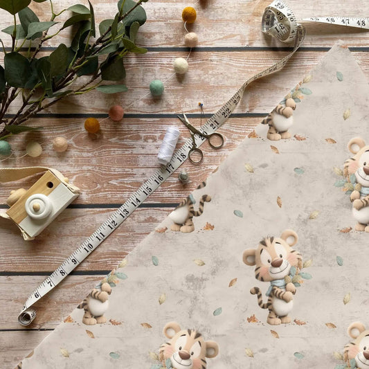 OEKO-TEX 100 zertifizierter Rib Jersey mit herbstlichem Motiv