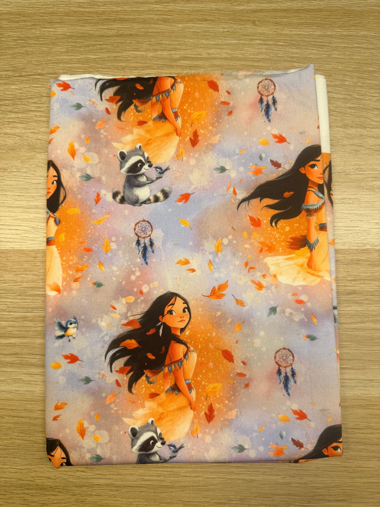 Waldmädchen Baumwollstoff mit herbstlichem Motiv und Tieren