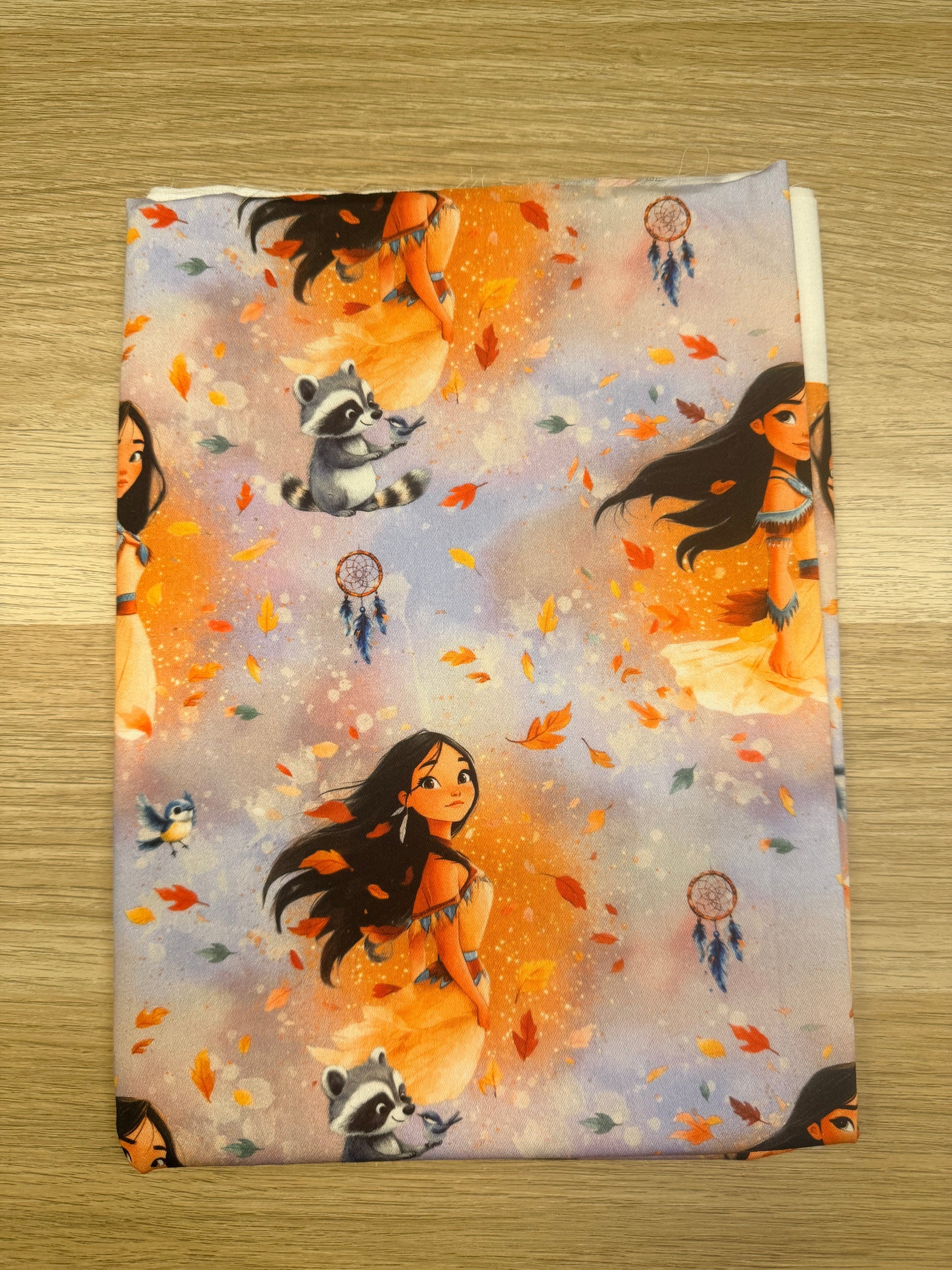 Waldmädchen Baumwollstoff mit herbstlichem Motiv und Tieren