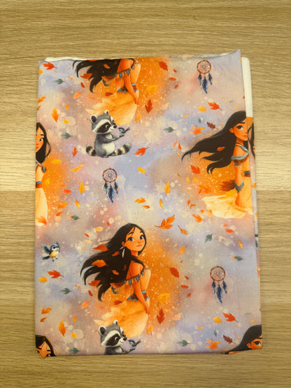 Waldmädchen Baumwollstoff mit herbstlichem Motiv und Tieren